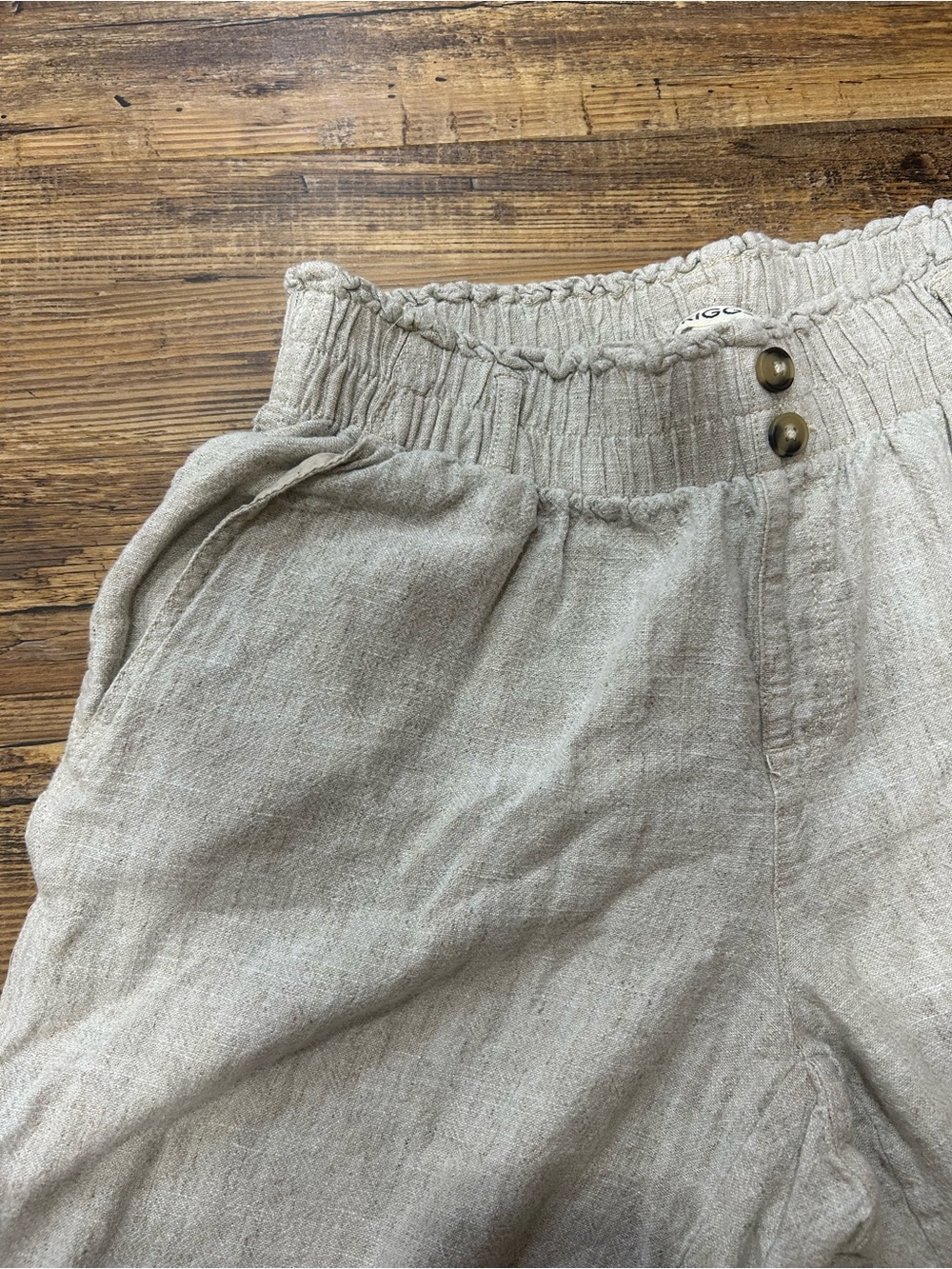 Briggs New York Beige Straight-Leg Linen-Blend Pants - Picture 5 of 9